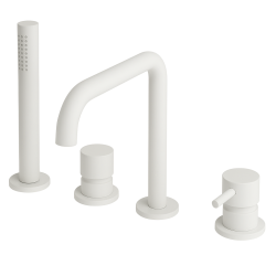 Waterevolution Flow rubinetto da bagno a 4 fori per montaggio a bordo vasca Bianco H T138HBR